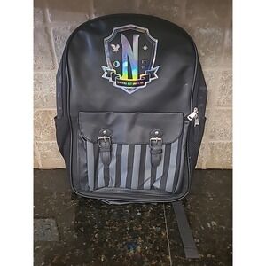 Wednesday Addams Family Nevermore Academy 17" Black Backpack Bag EC